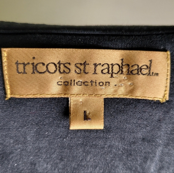 Tricots St Raphael Black Short Sleeve Tee Shirt size Large - Picture 3 of 4